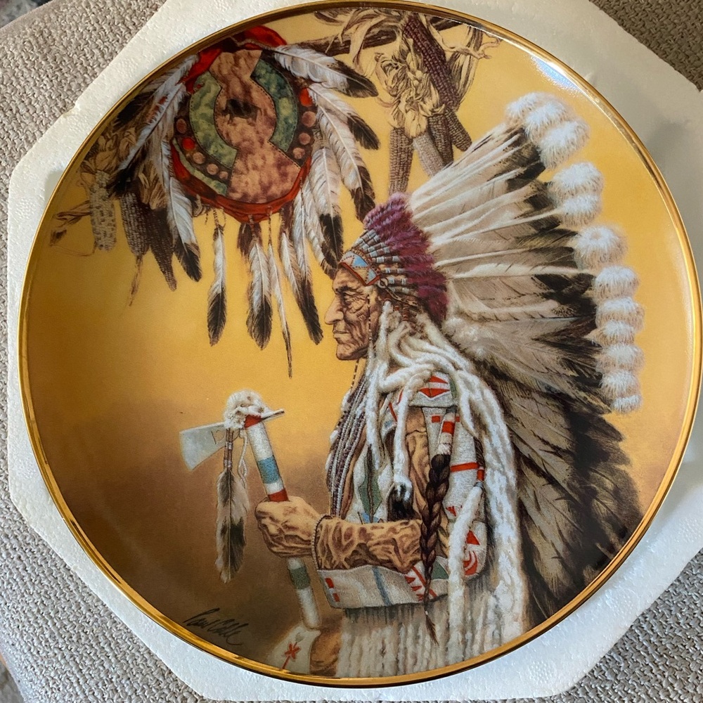 Chief Wolf Plume fine porcelain limited edition plate